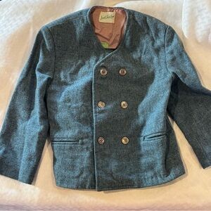 Vintage 1960s boys wool blend button jacket blue lined retro classic 2-3T